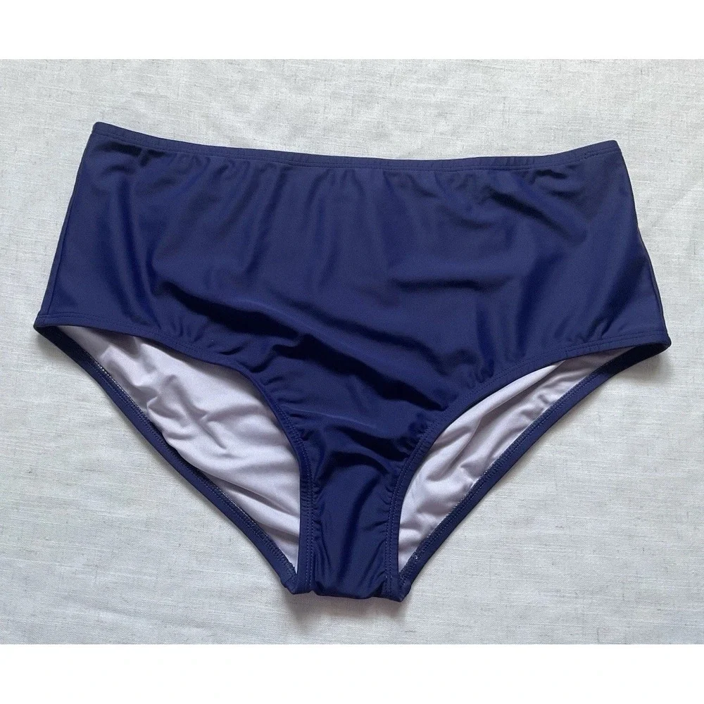 Cusphe Women's Navy Blue High Waist Swim Bottoms Size XL